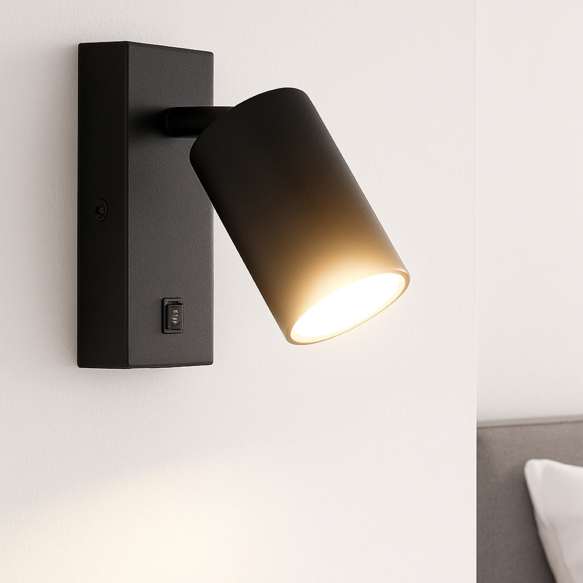 CGC BELLA Black GU10 Wall Light With On/Off Switch and Adjustable Head