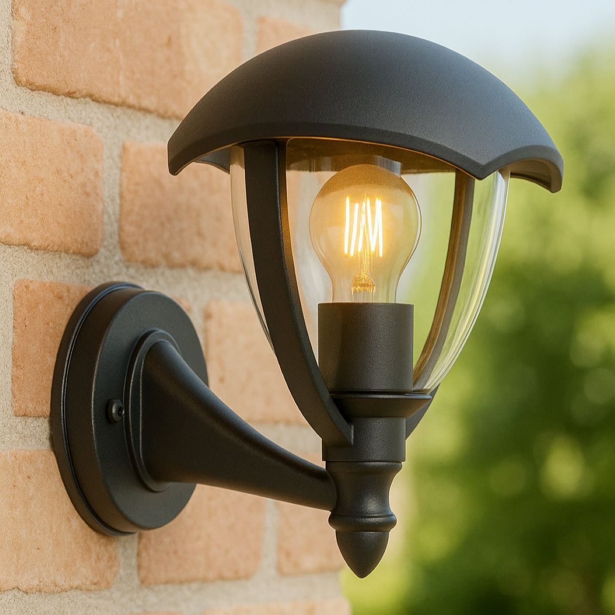 CGC POPPY Black Curved Coach Lantern Up Light