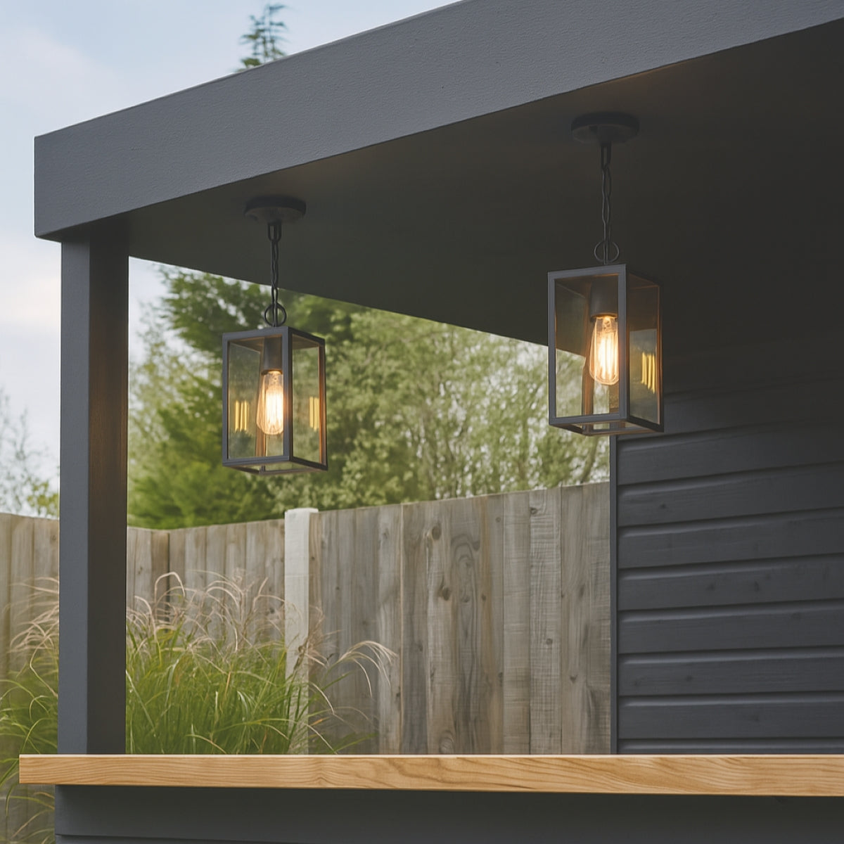 CGC SIENNA Black Hanging Outdoor Porch Lantern Ceiling Light