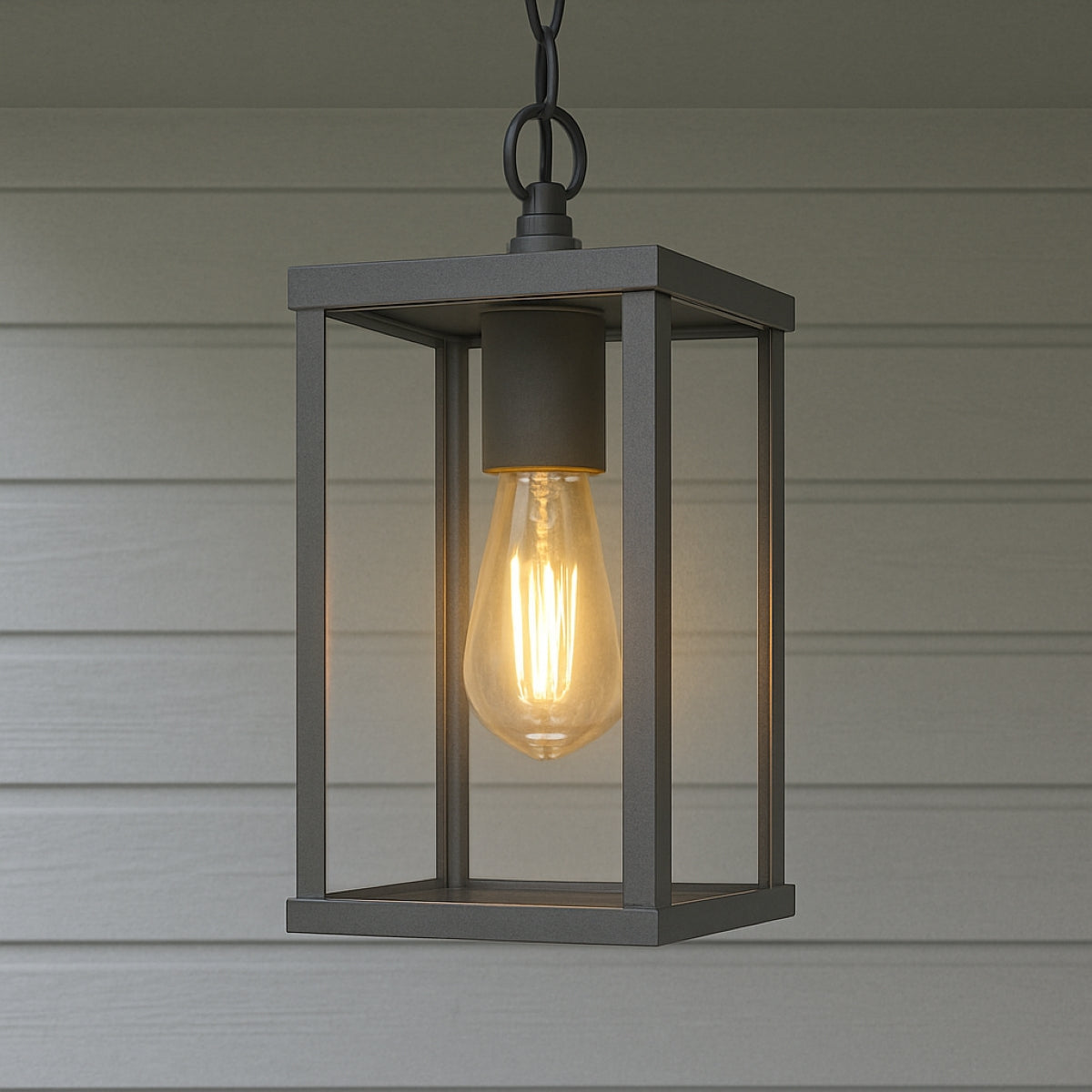 CGC SIENNA Black Hanging Outdoor Porch Lantern Ceiling Light