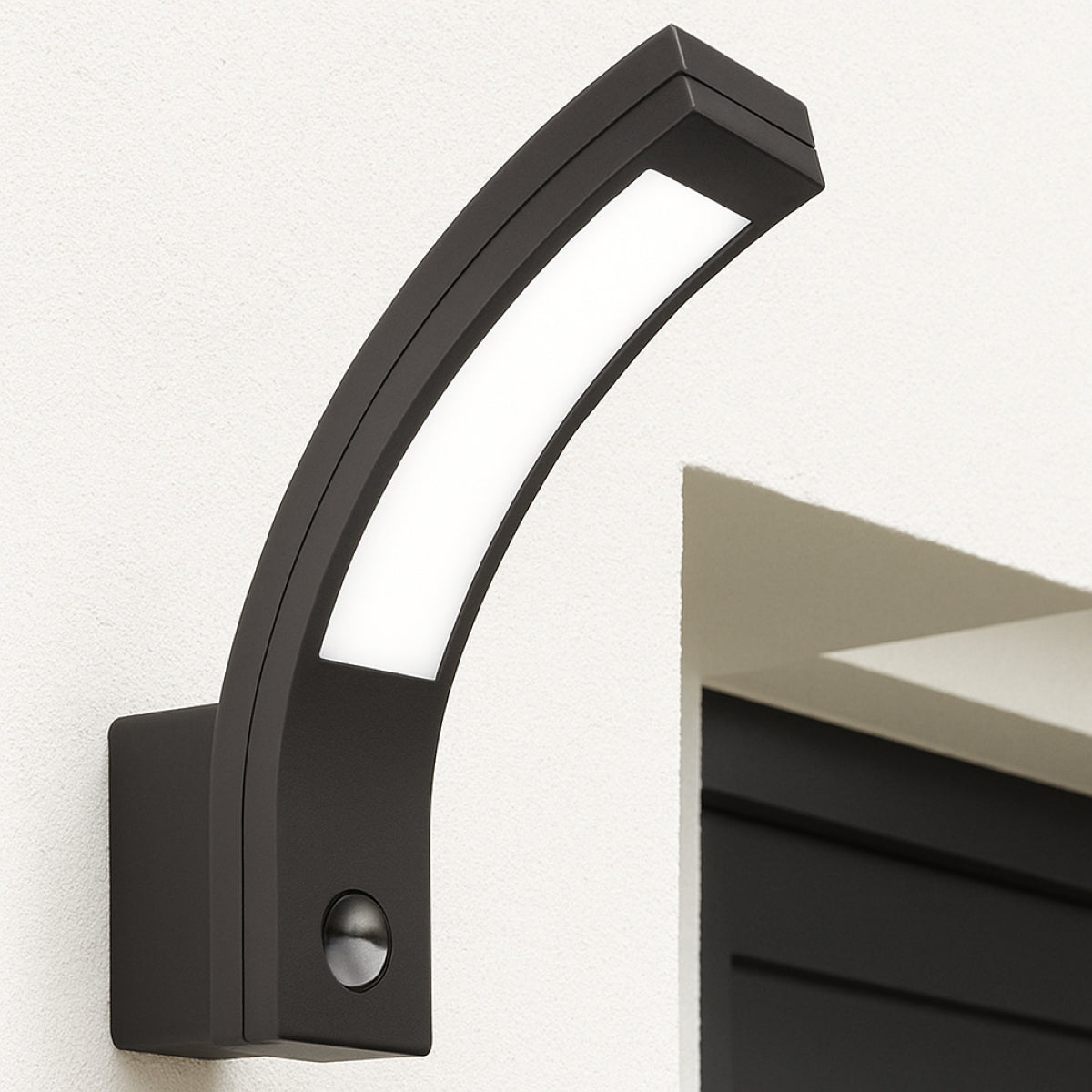 CGC PARIS Grey LED Curved Outdoor Wall Light With Motion Sensor