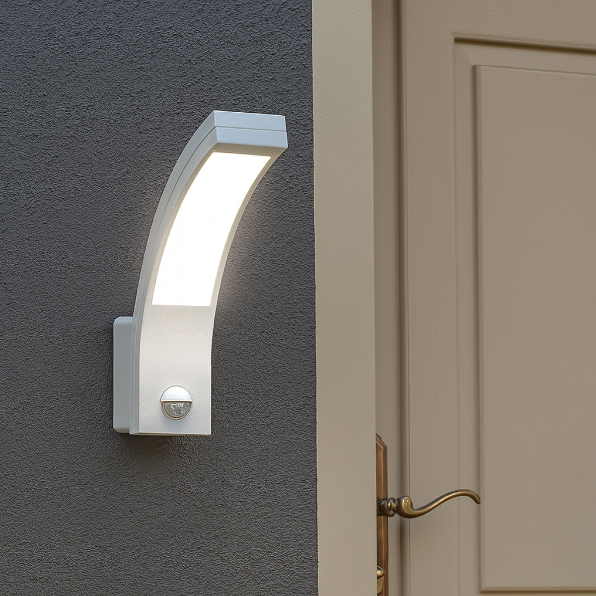 CGC PARIS White LED Curved Outdoor Wall Light With Motion Sensor