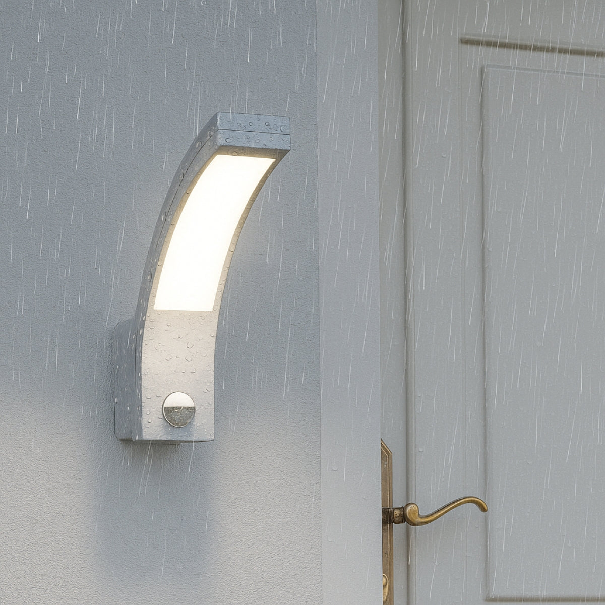 CGC PARIS White LED Curved Outdoor Wall Light With Motion Sensor