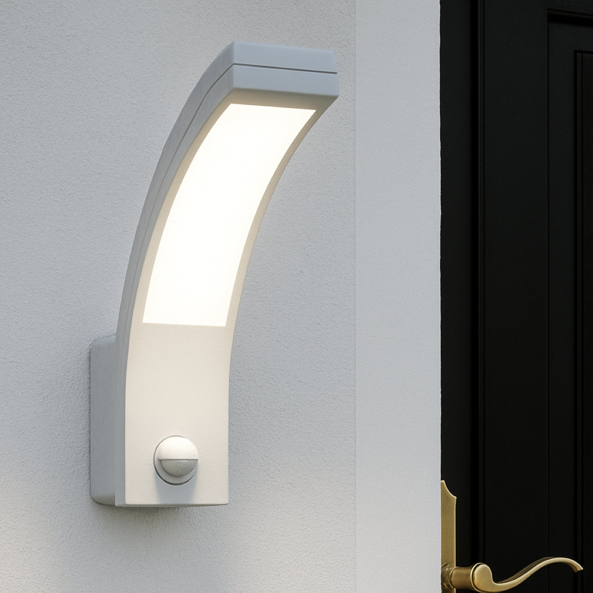 CGC PARIS White LED Curved Outdoor Wall Light With Motion Sensor