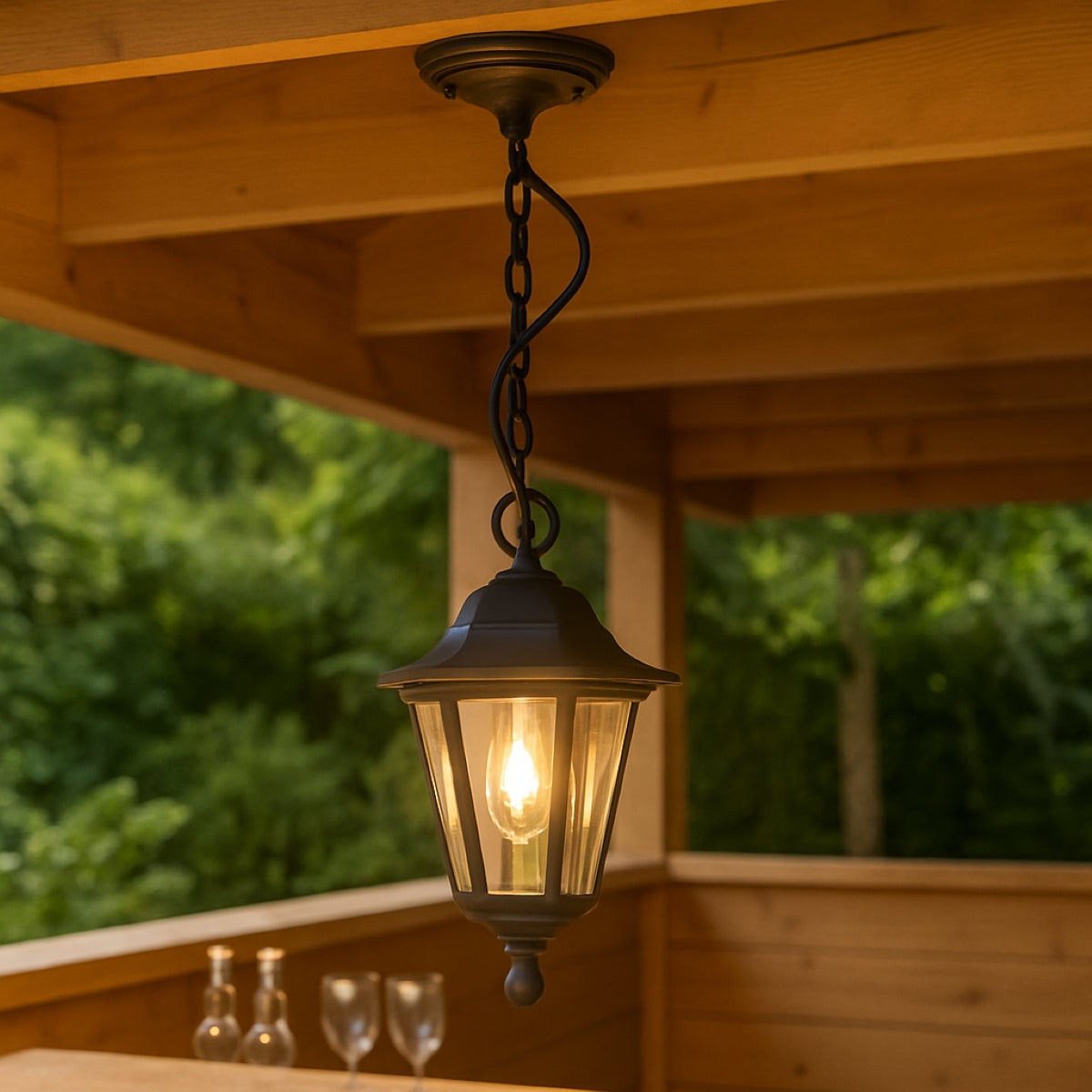 CGC YASMIN Black Outdoor Traditional Lantern Style Hanging Light