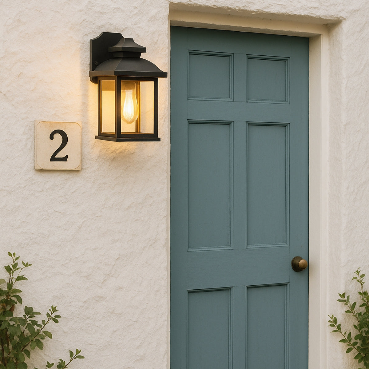 CGC LILLIAN Black Rectangle Mounted Outdoor Wall Lantern Light