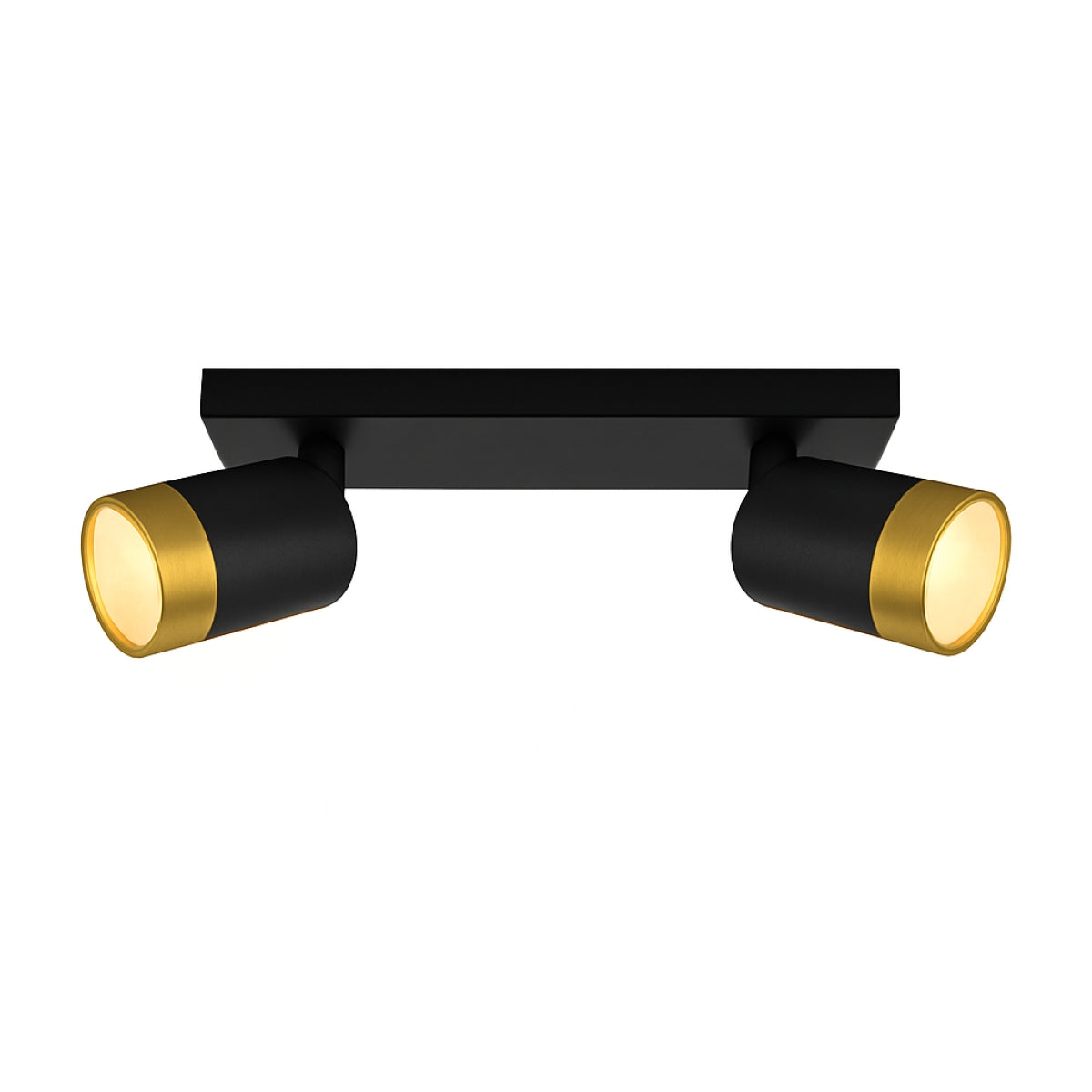 Black and gold ceiling light fixture on a white background