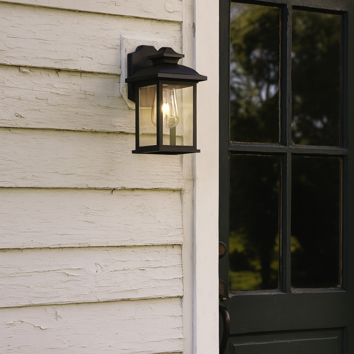 CGC LILLIAN Black Rectangle Mounted Outdoor Wall Lantern Light