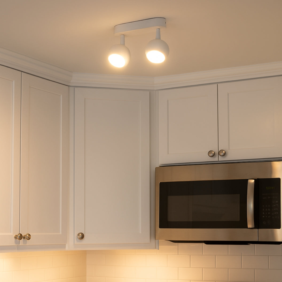 CGC NIEVE Matt White Double Two Head GU10 Ceiling Surface Spot Light Round Head