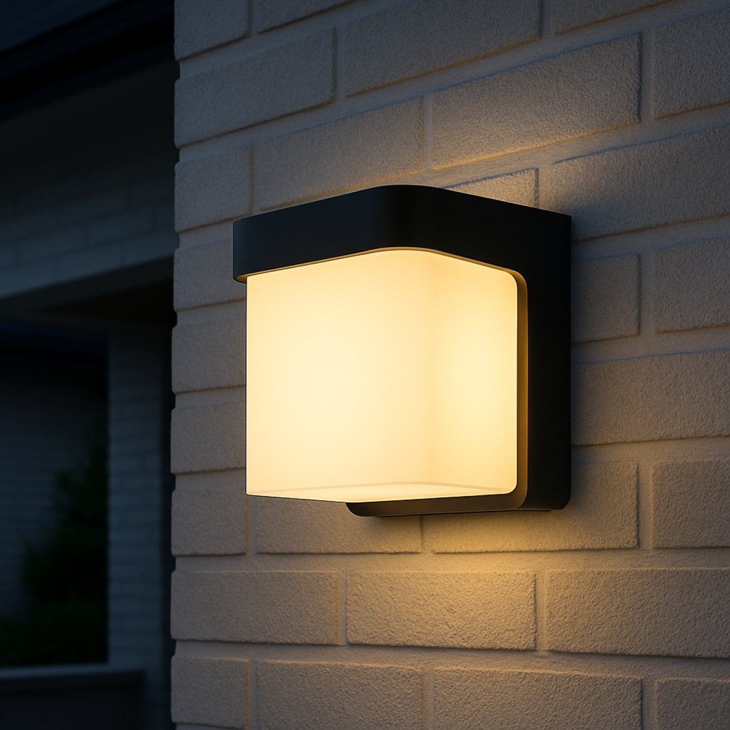 CGC RHEA Black LED Outdoor Wall Light Cube with Opal Diffuser IP65 Polycarbonate Coastal 4000K