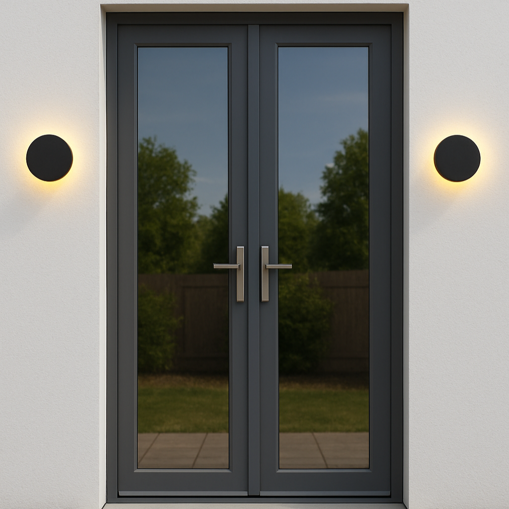 CGC BAILEY Black Round LED Outdoor Indoor Wall Light IP65 Back Lit Halo Polycarbonate Coastal