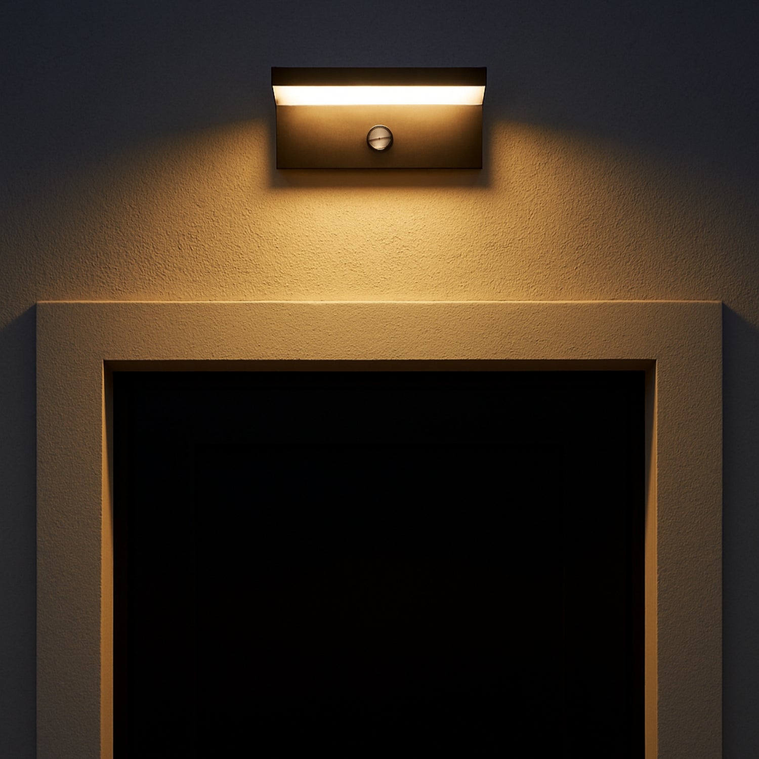 CGC Dallas Black Rectangular Outdoor Wall Light PIR Motion Sensor LED Opal Diffuser 3000k Warm White IP54