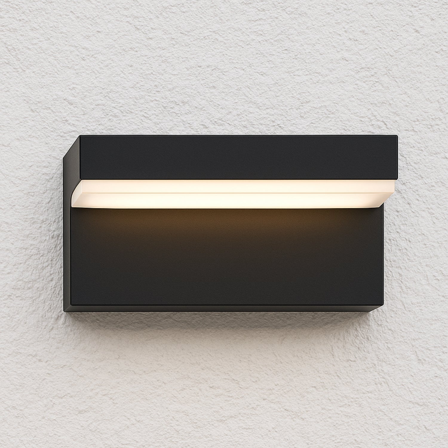 CGC DALLAS Black Rectangular Outdoor Wall Light LED Opal Diffuser 3000k Warm White IP65