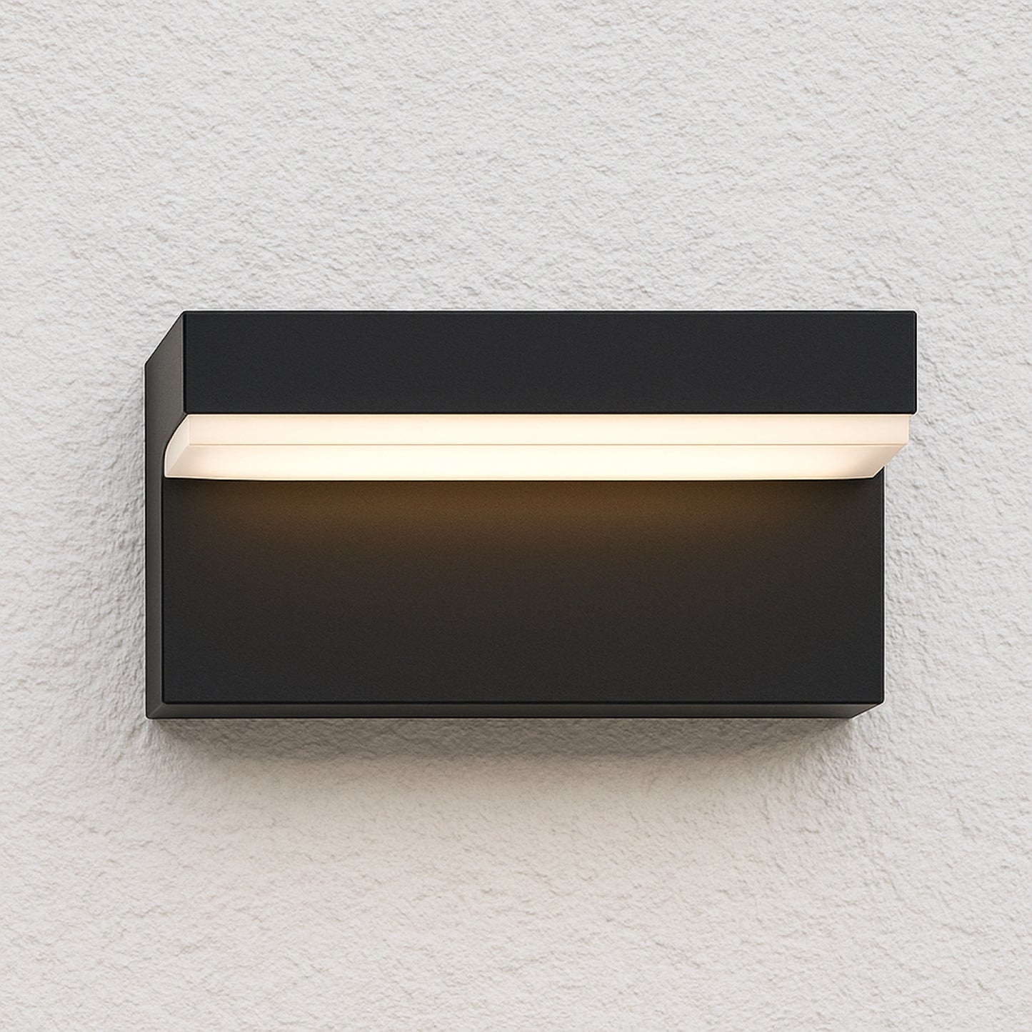 CGC DALLAS Black Rectangular Outdoor Wall Light LED Opal Diffuser 3000k Warm White IP65