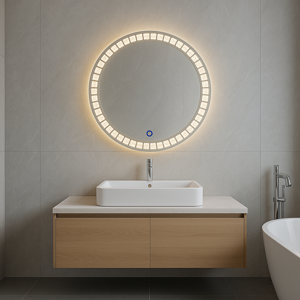 CGC ARIELLA 600mm Round Crystal LED Mirror Light with 3 CCT switch