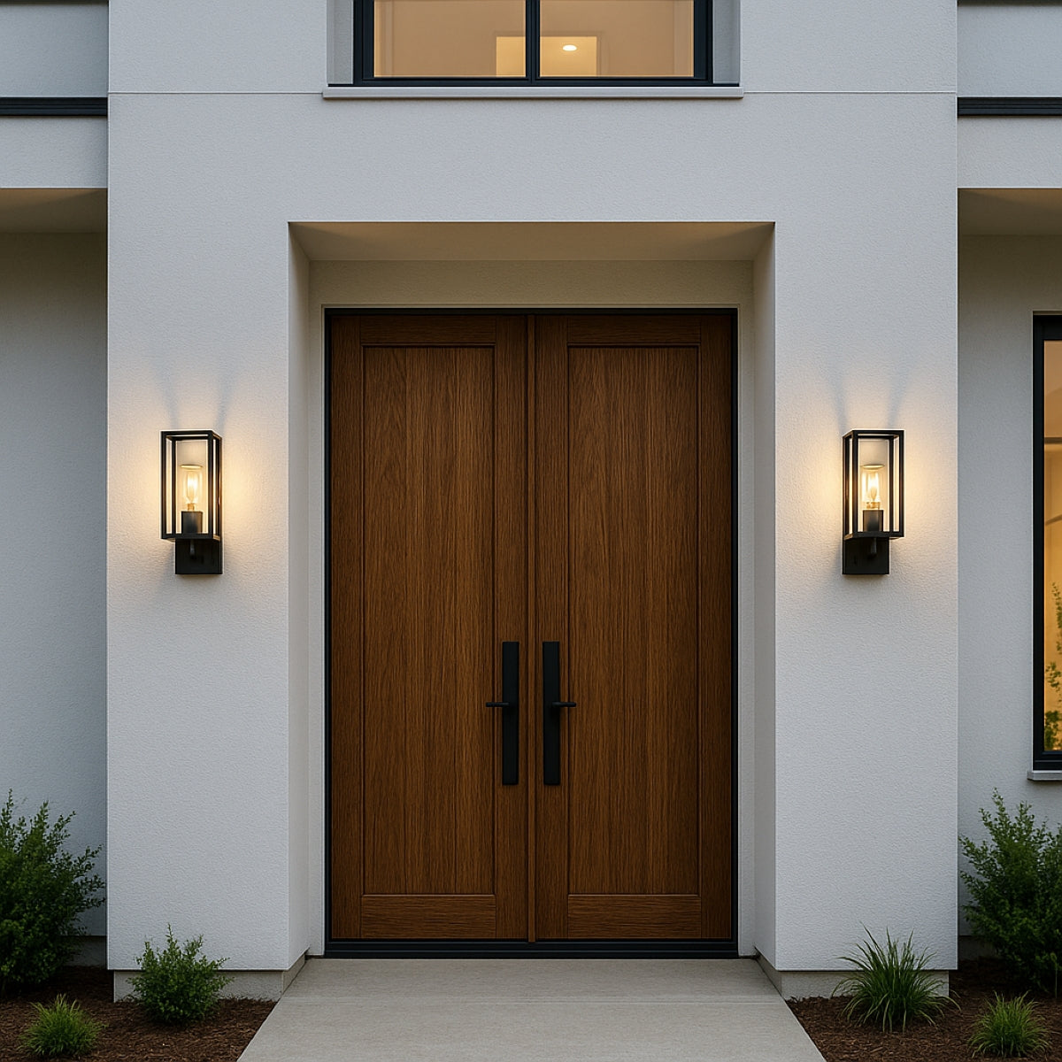 CGC CHLOE Up Black E27 Outdoor Wall Light Lantern Clear Diffuser IP54
