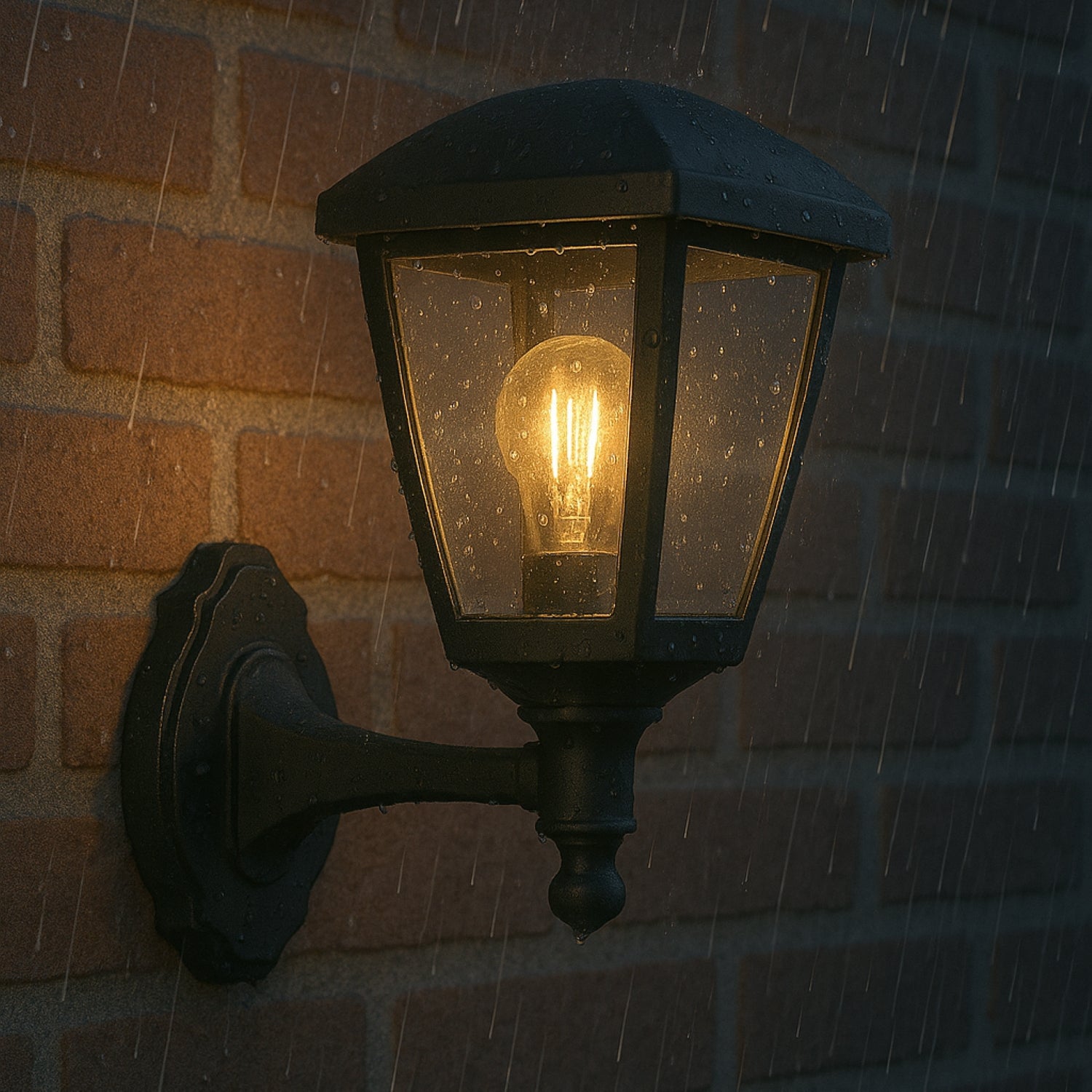 CGC NOVA Large Black Outdoor Wall Lantern Light with Clear Diffuser IP44 Polycarbonate Coastal