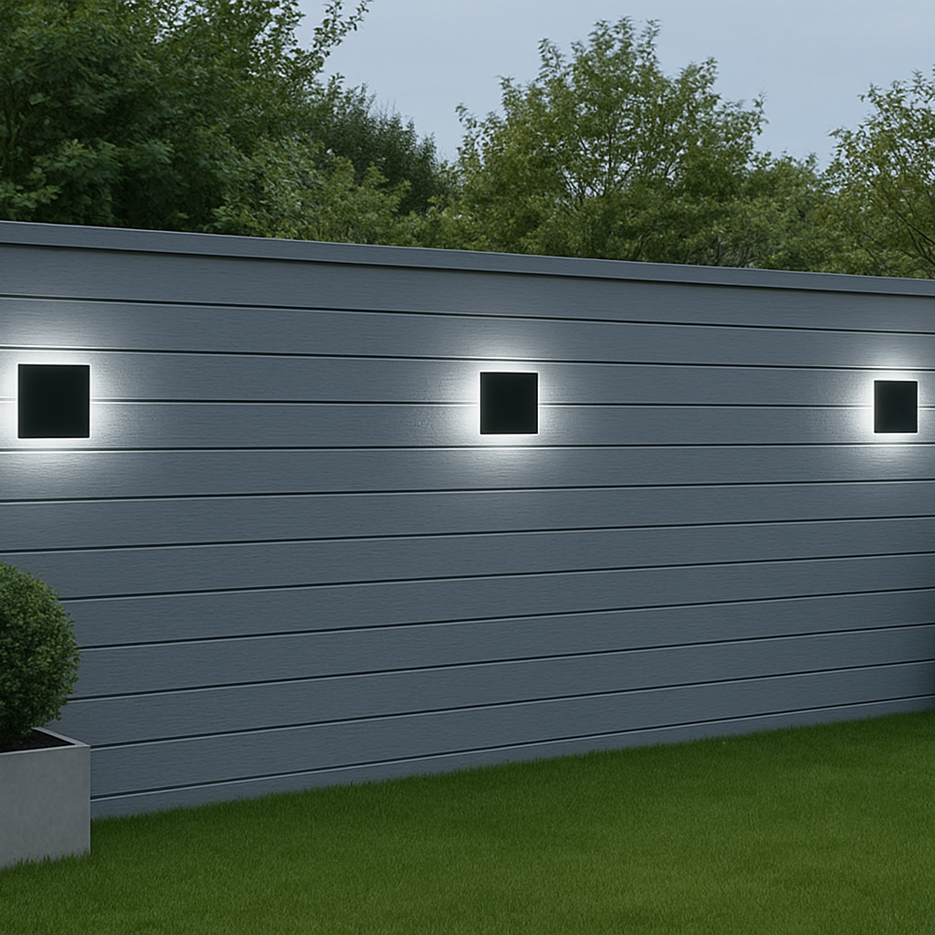 CGC BAILEY Black Square LED Outdoor Indoor Wall Light IP65 Back Lit Halo Polycarbonate Coastal
