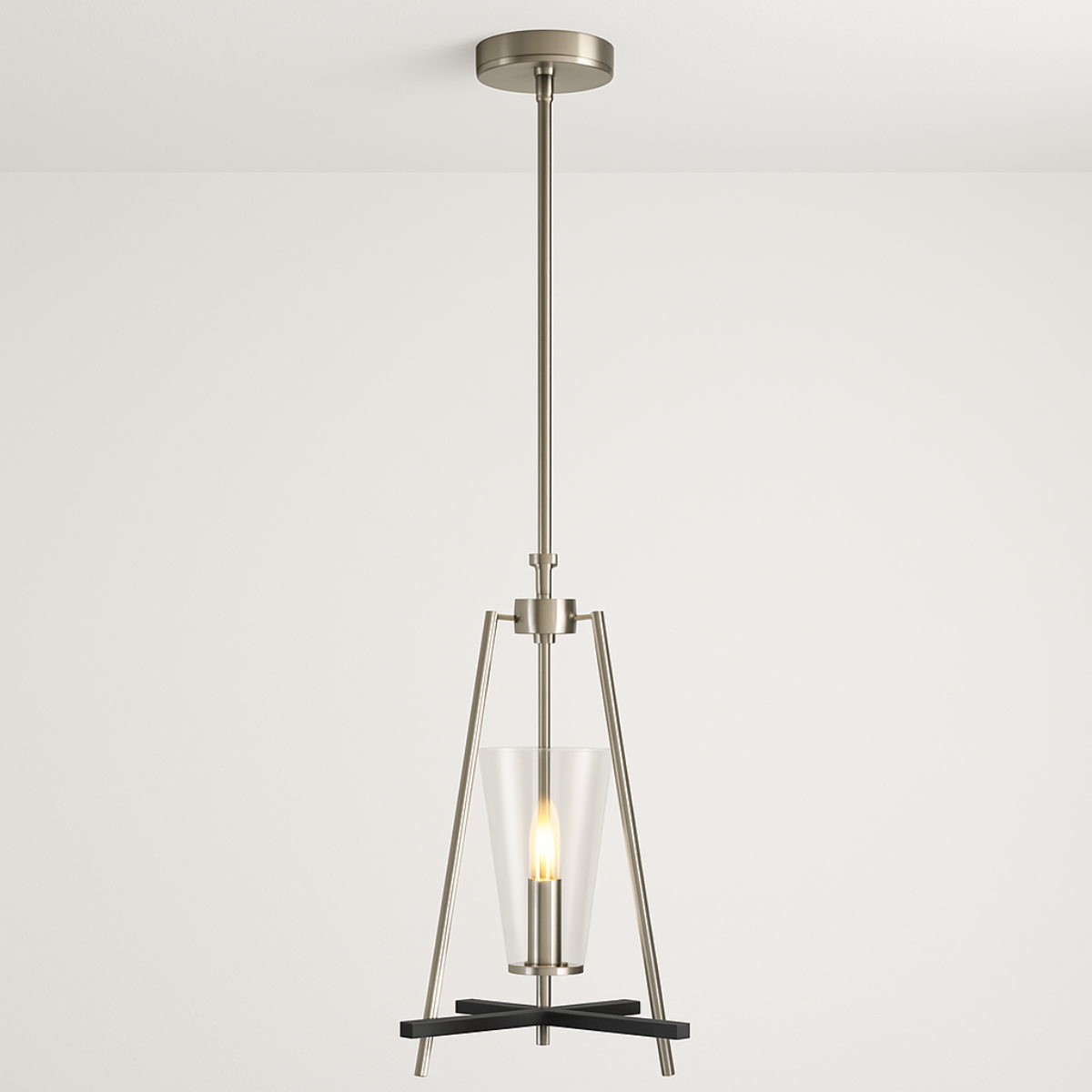 CGC DANIKA Satin Silver Steel and Black Ceiling Pendant Light