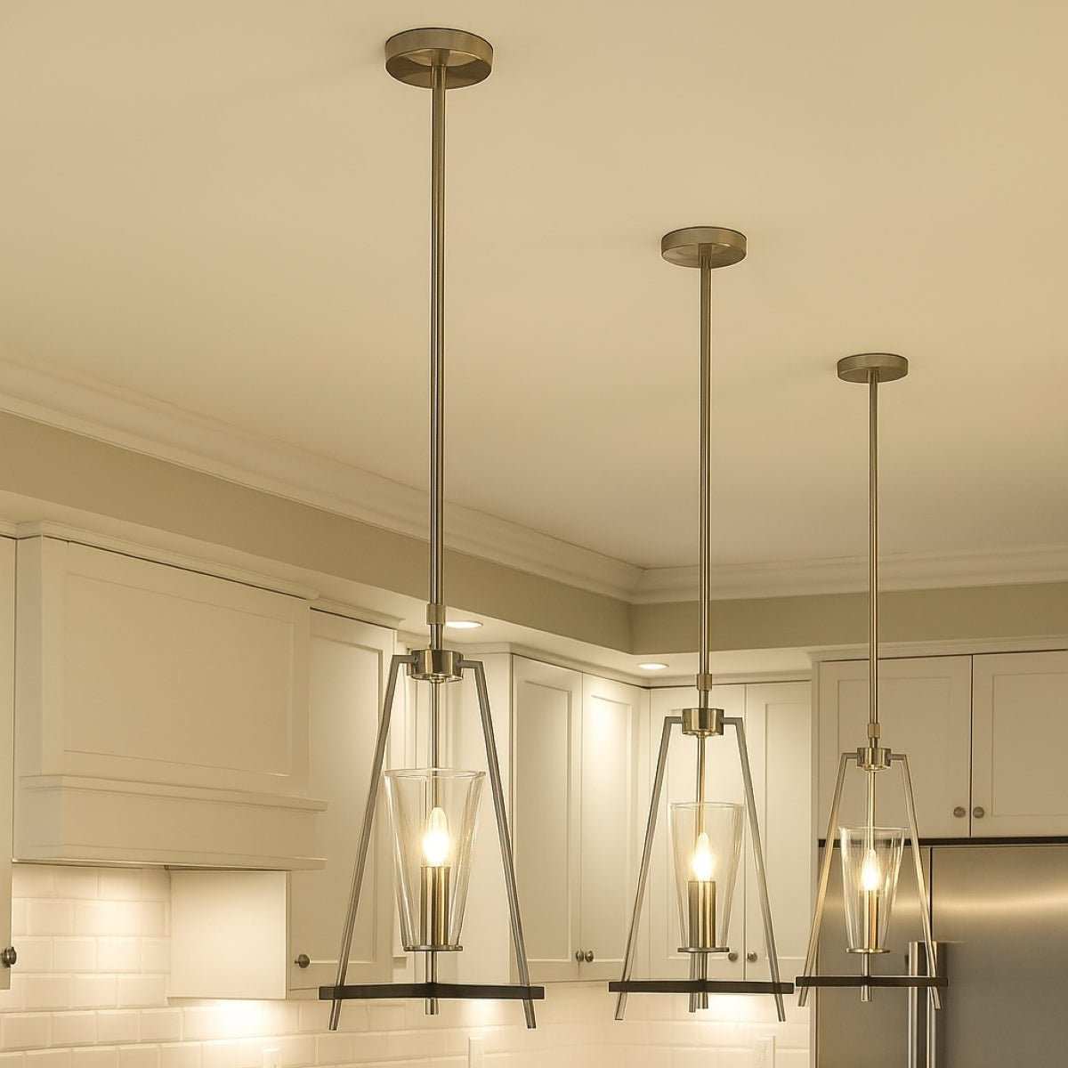 CGC DANIKA Satin Silver Steel and Black Ceiling Pendant Light