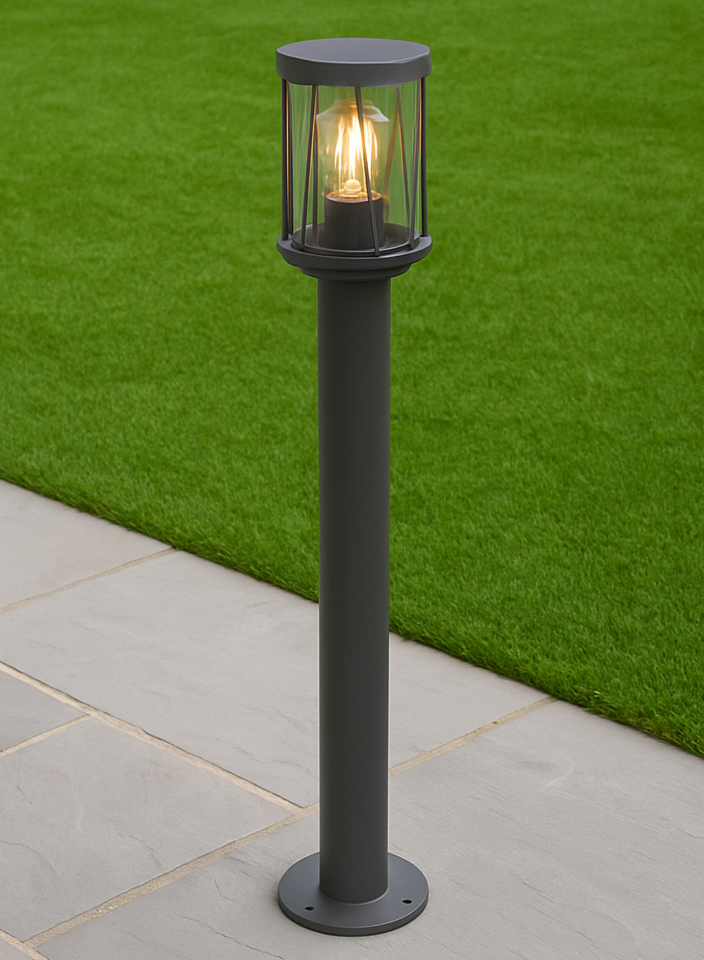 CGC CORA Dark Grey Diagonal Pattern Tall Post Light