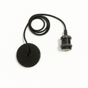 CGC CASSIE Shiny Black 1.5m adjustable E27 Ceiling Pendant and Matching ceiling Rose
