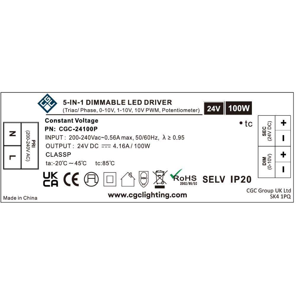 100W 24V TRIAC 5 in 1 Universal Dimmable LED Driver