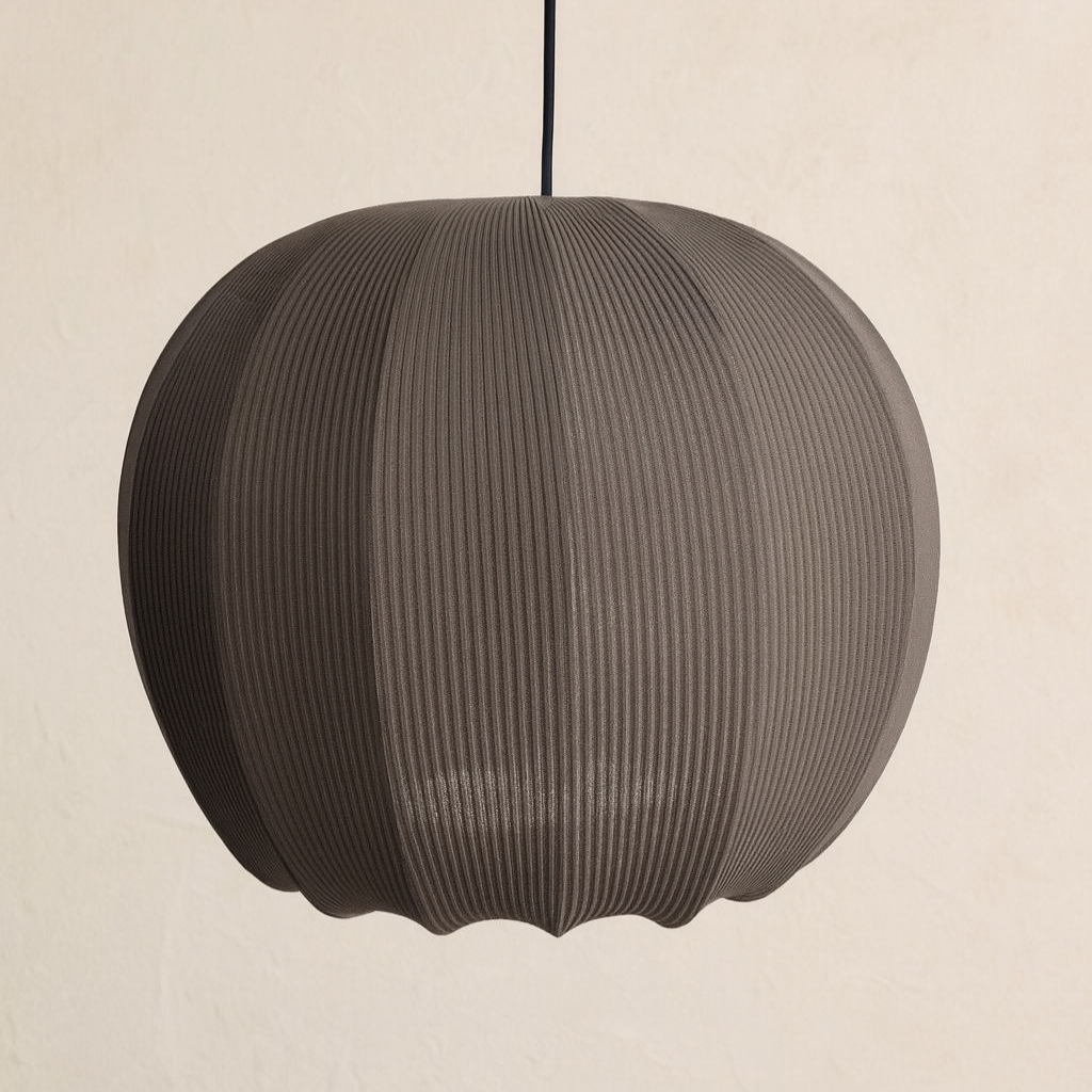 Textured pendant light fixture on a beige background