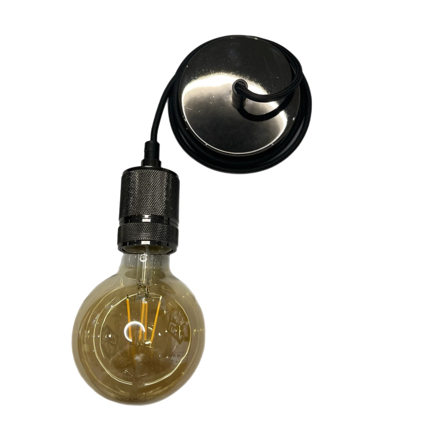 CGC SYDNEY Black Knurled Single Band 1.5m adjustable E27 Ceiling Pendant and Matching ceiling Rose