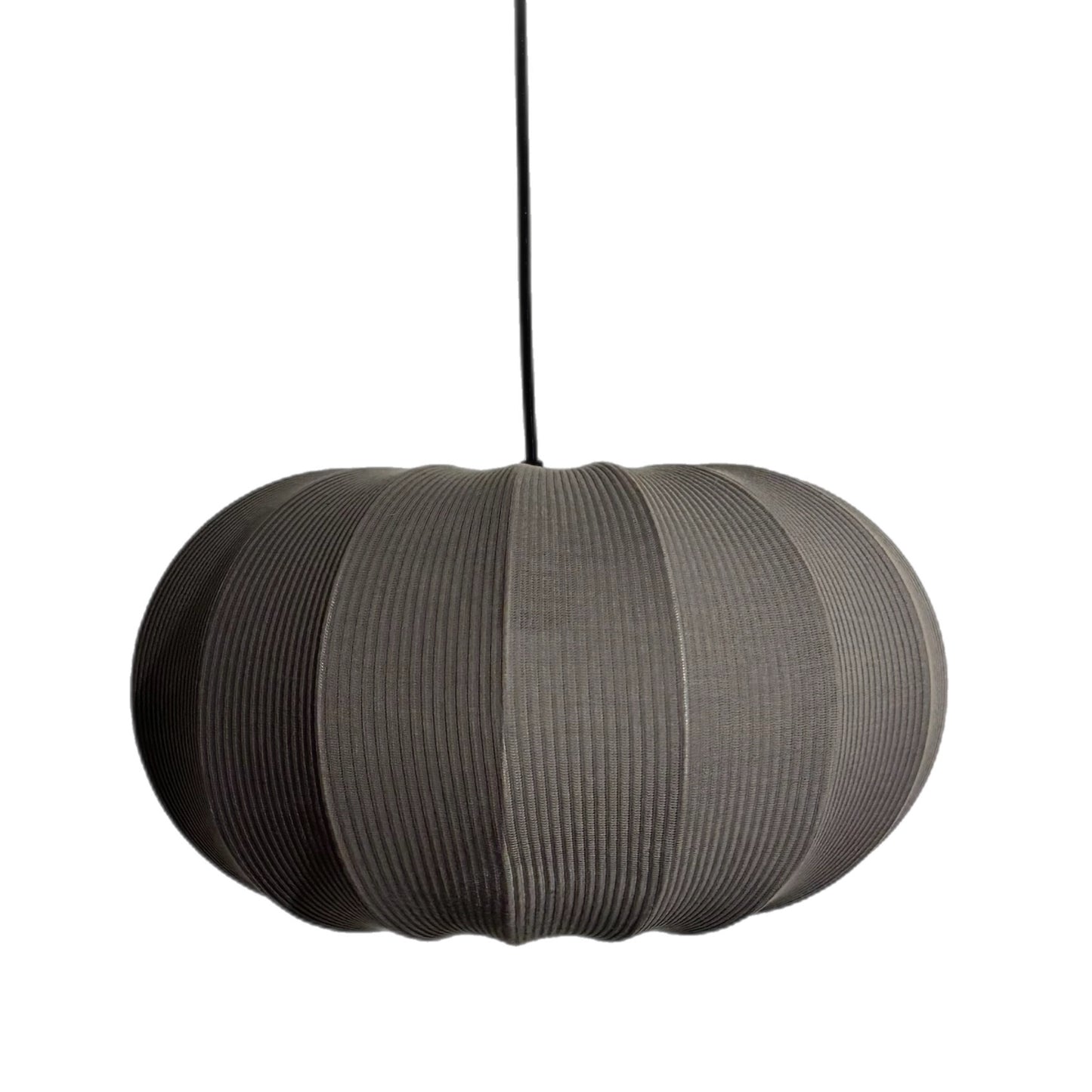 CGC LILA Grey Oval Stretch Ribbed Cotton Fabric Lampshade