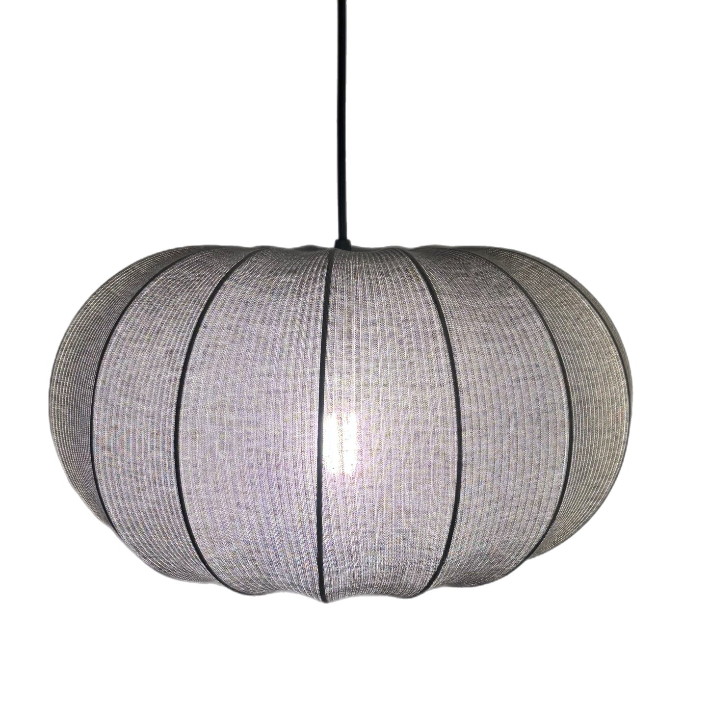 CGC LILA Grey Oval Stretch Ribbed Cotton Fabric Lampshade