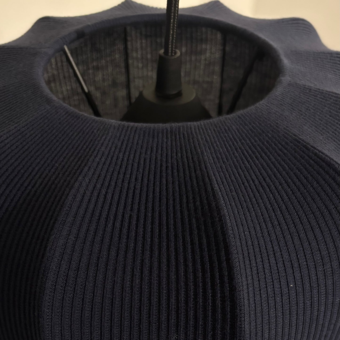 close up of navy lamp shade