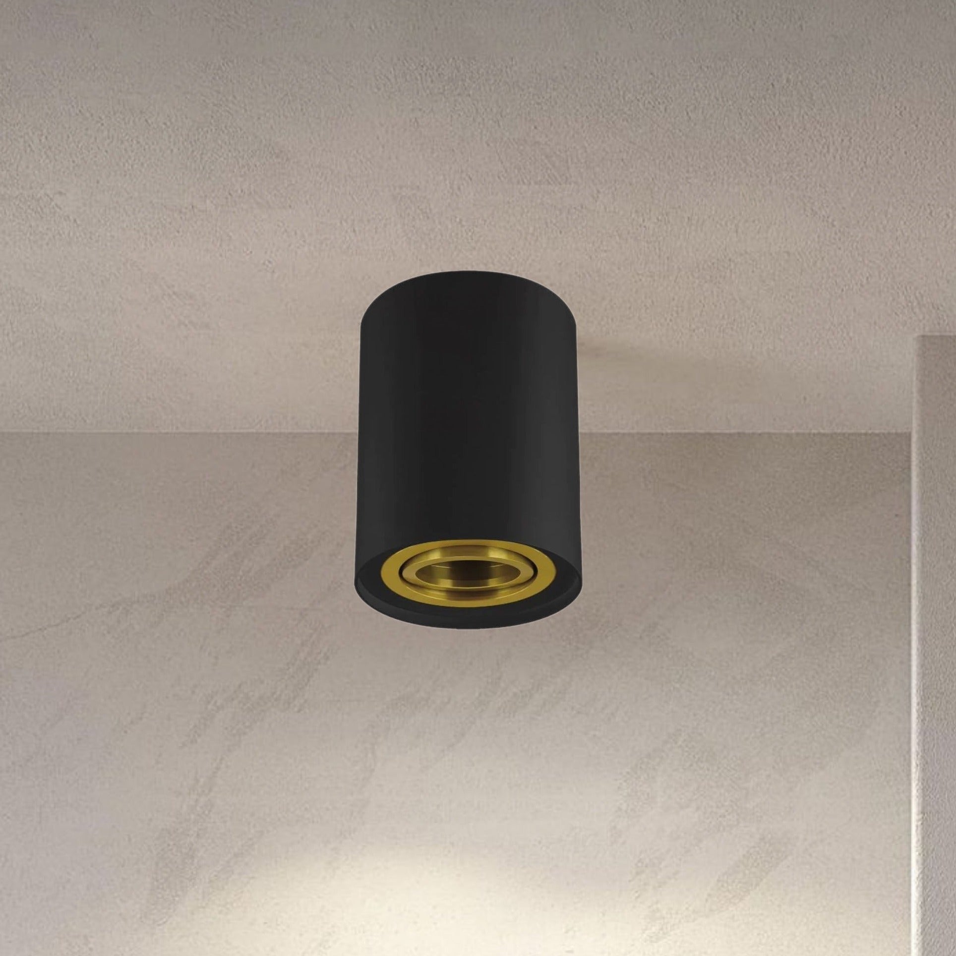 Our Prince adjustable ceiling spot light has a sleek and modern circular design with a powder coated exterior and gold interior. A simple, black ceiling spotlight is a perfect complement to classic or modern interiors. Ideal for the kitchen, dining room, bedroom, or living room. It has an IP20 rating, indicating that it is dustproof.