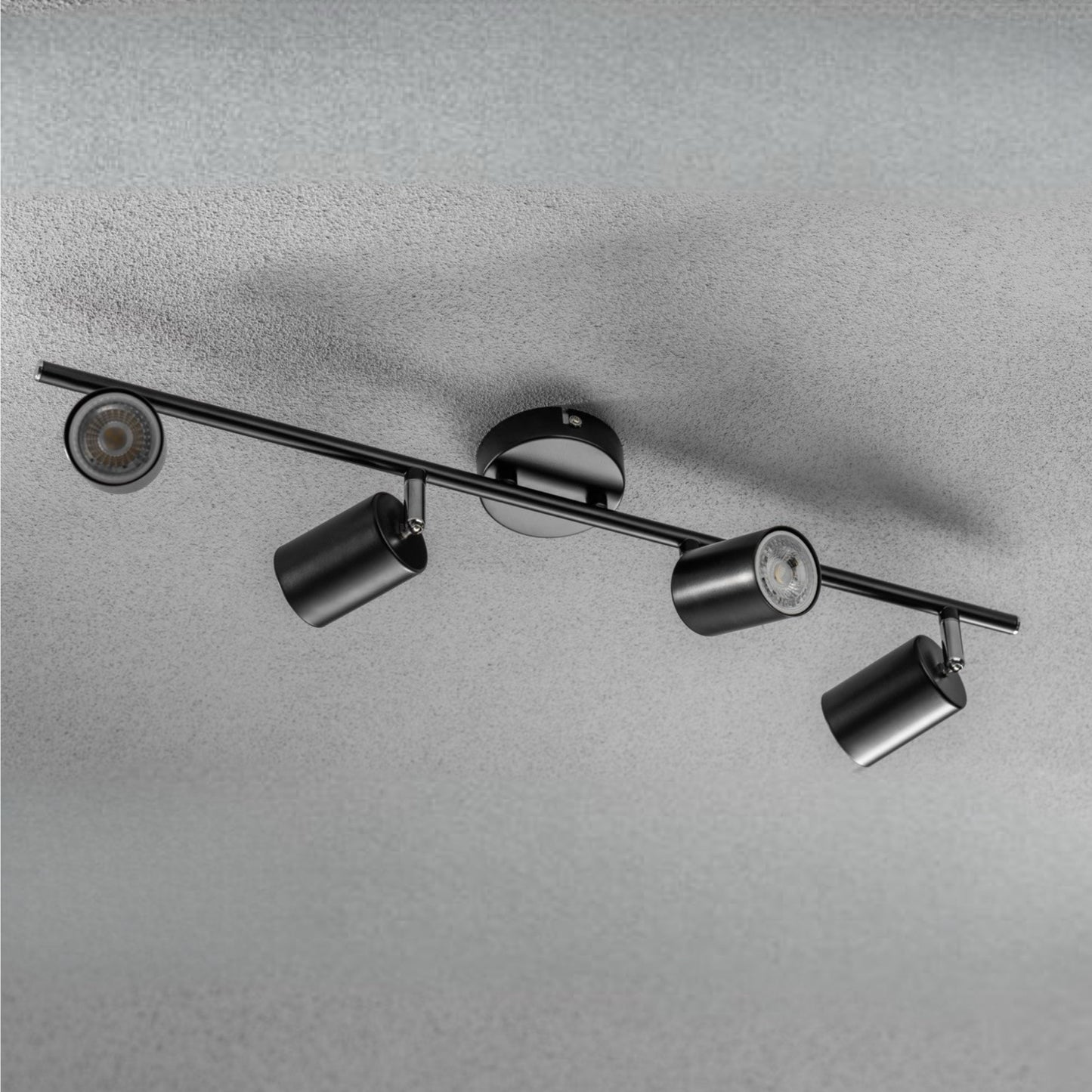 Our Jack 4 Light Spotlight Bar is the perfect addition to your interior lighting arrangements, finished in black it's perfect for adding a sleek lighting design to your room. The modern design features 4 adjustable light heads perfect for lighting your kitchen – ensuring all spaces are efficiently illuminated with a practical task light that can be adjusted to your needs.