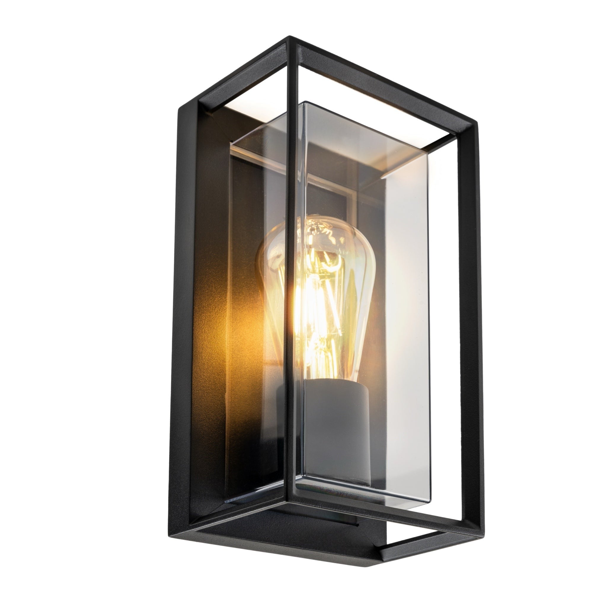 Our Floriana black aluminium outdoor wall mounted lantern outdoor light with clear polycarbonate diffusers would look perfect in a modern or more traditional home design.
