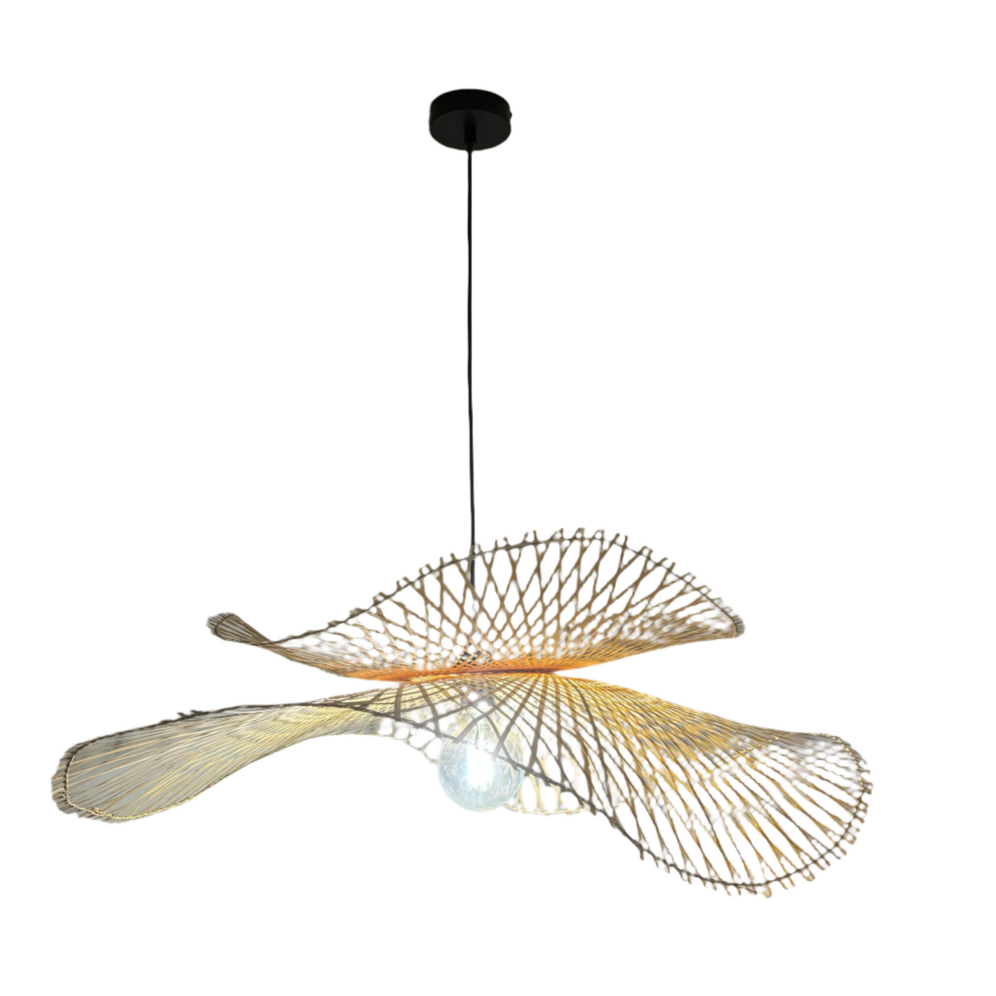 CGC TULUL Duo 80cm & 56cm Natural Bamboo Wave Easy Fit Lampshade