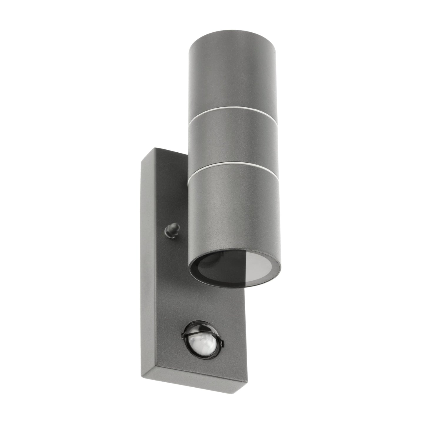 Our Mia outdoor single down light is modern and stylish in its appearance. It comes in a cylinder design mounted on a rectangle back plate complete with clear glass diffuser and built in PIR motion sensor. It is designed for durability and longevity with its robust material producing a fully weatherproof and water resistant light fitting