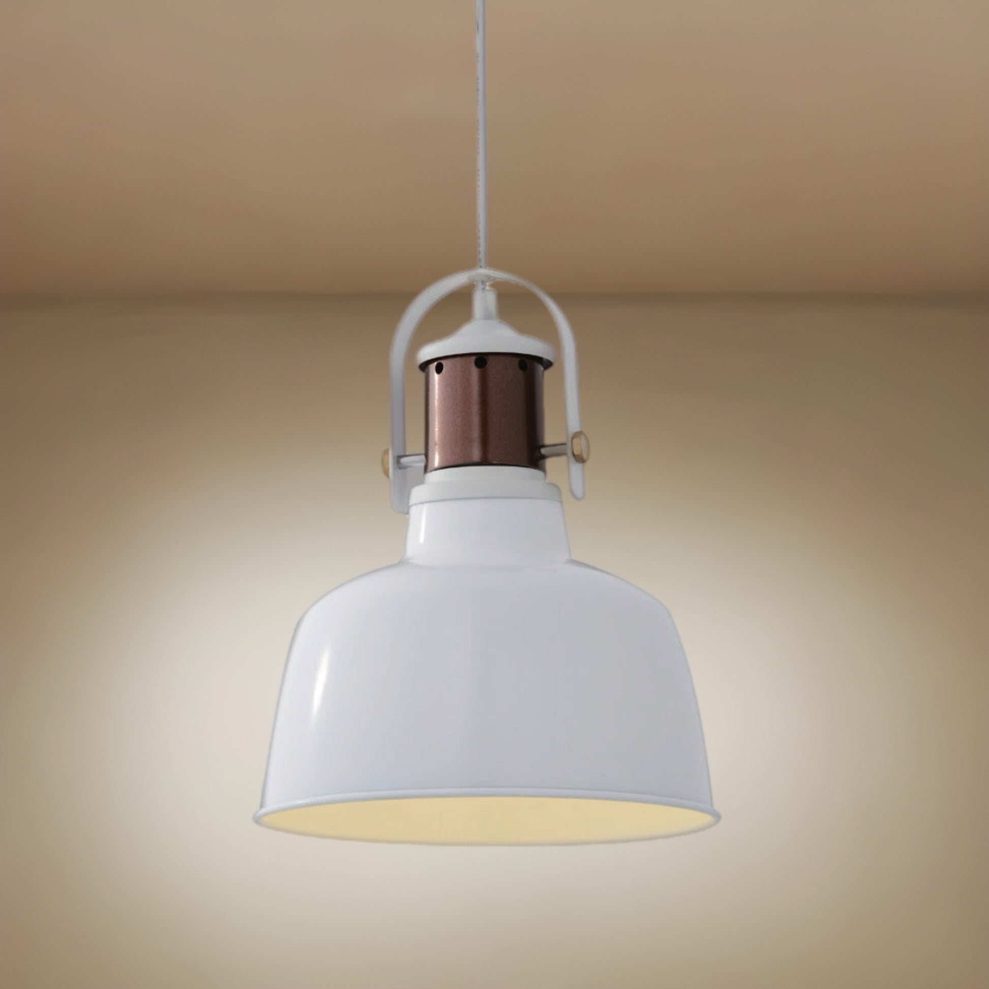 Our Marnie white adjustable dome ceiling pendant light is the perfect addition to any room to add a modern and industrial focal point. The industrial style of this light brings a bright and elegant aesthetic to your interior as the dome shape creates a modern and contemporary appearance.