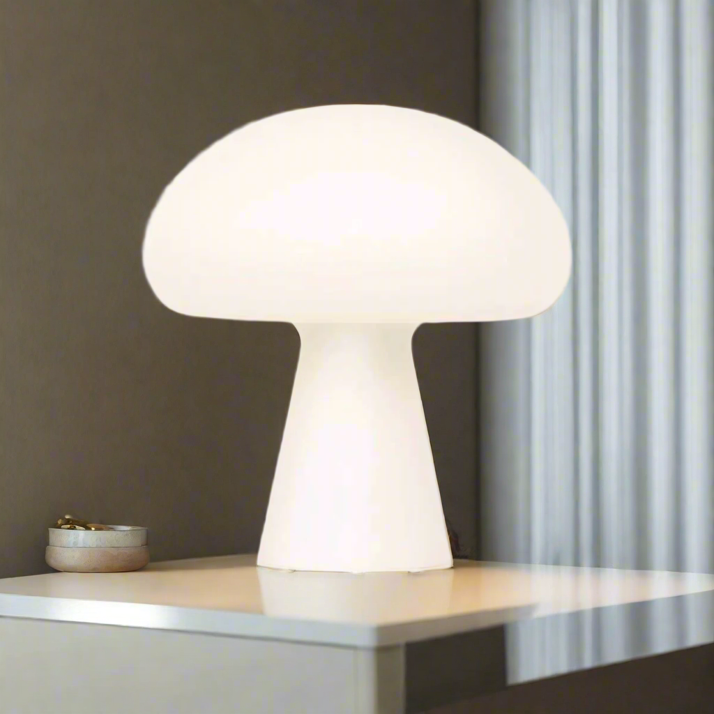 CGC PANDORA White Frosted Mushroom Table Lamp