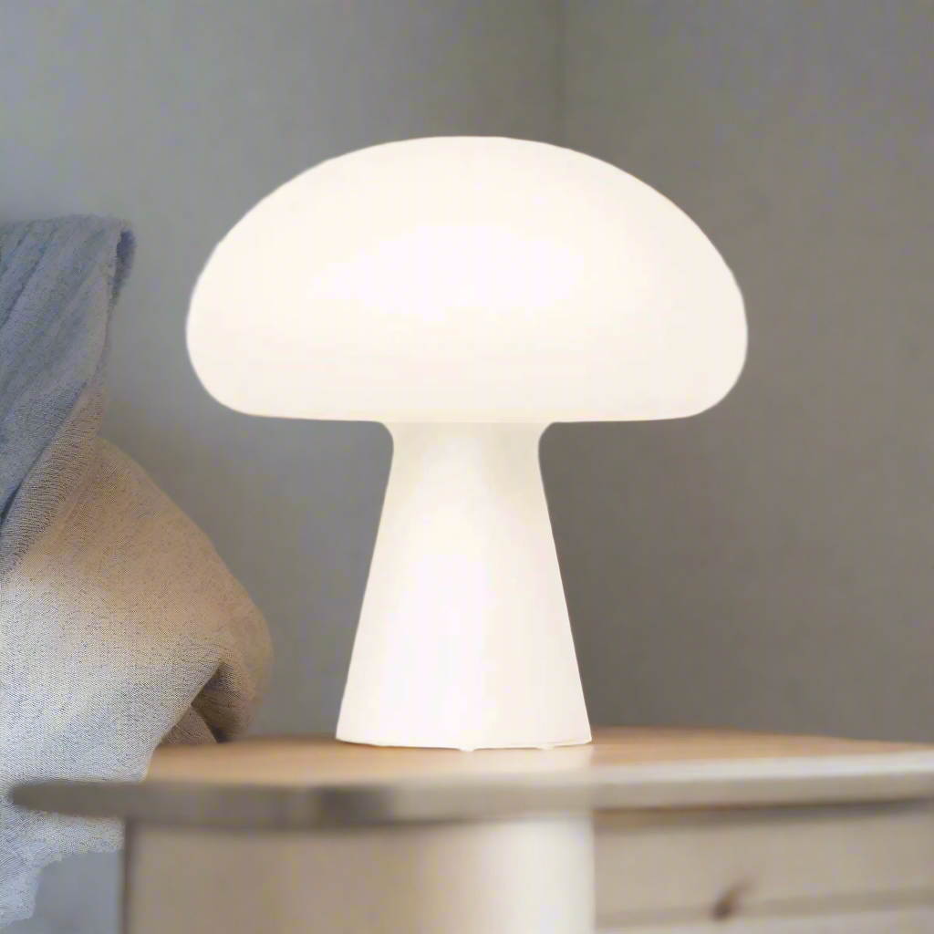 CGC PANDORA White Frosted Mushroom Table Lamp