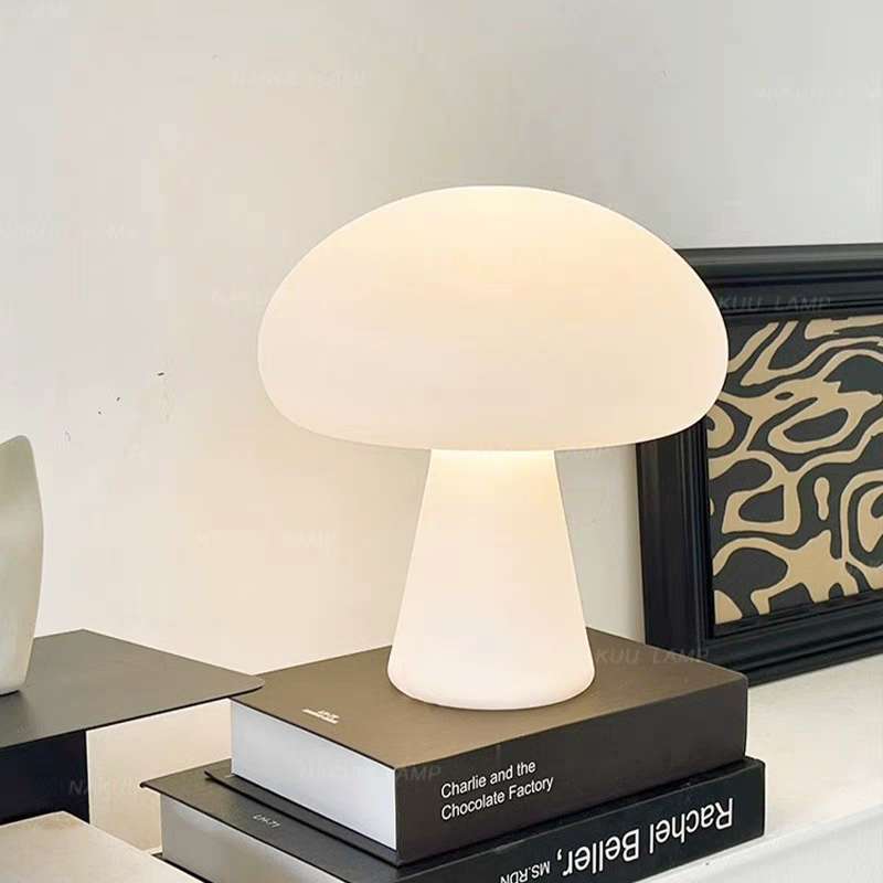 CGC PANDORA White Frosted Mushroom Table Lamp