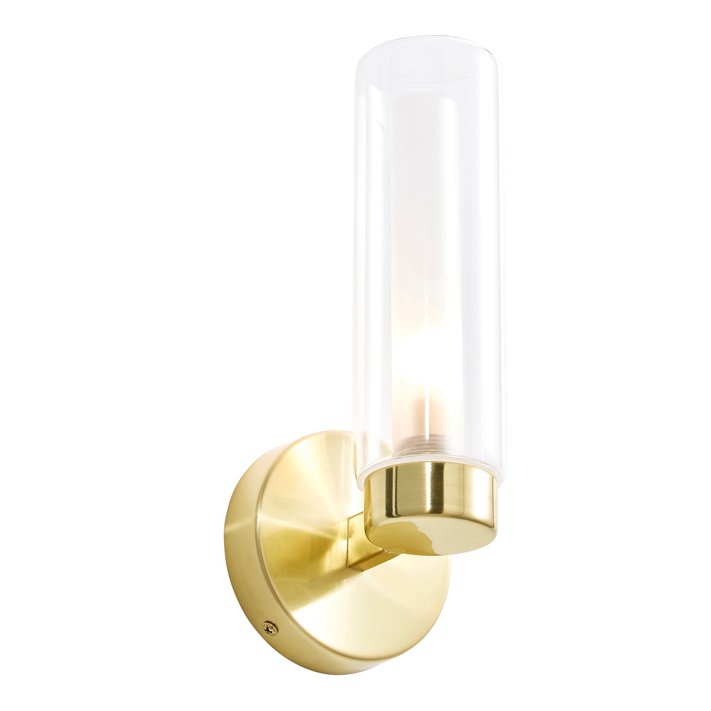 Our Nada satin brass wall light with clear glass diffuser adds a touch of opulence and luxury to the walls of your home. The modern light fitting would look perfect fitted next to a mirror, on corridors or hallways, bedside and living rooms, and as a bonus to this light the IP44 protection makes it suitable for all bathrooms.