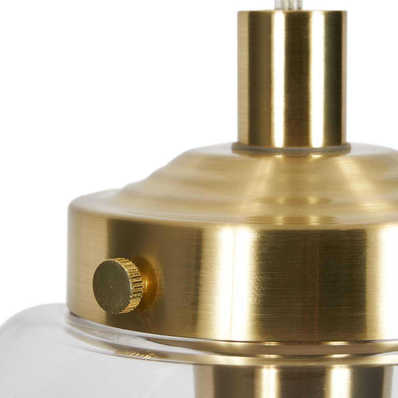 CGC AMELIA Clear Glass Lampshade E27 Pendant Cord with Satin Brass Base IP44 Suitable For Bathrooms