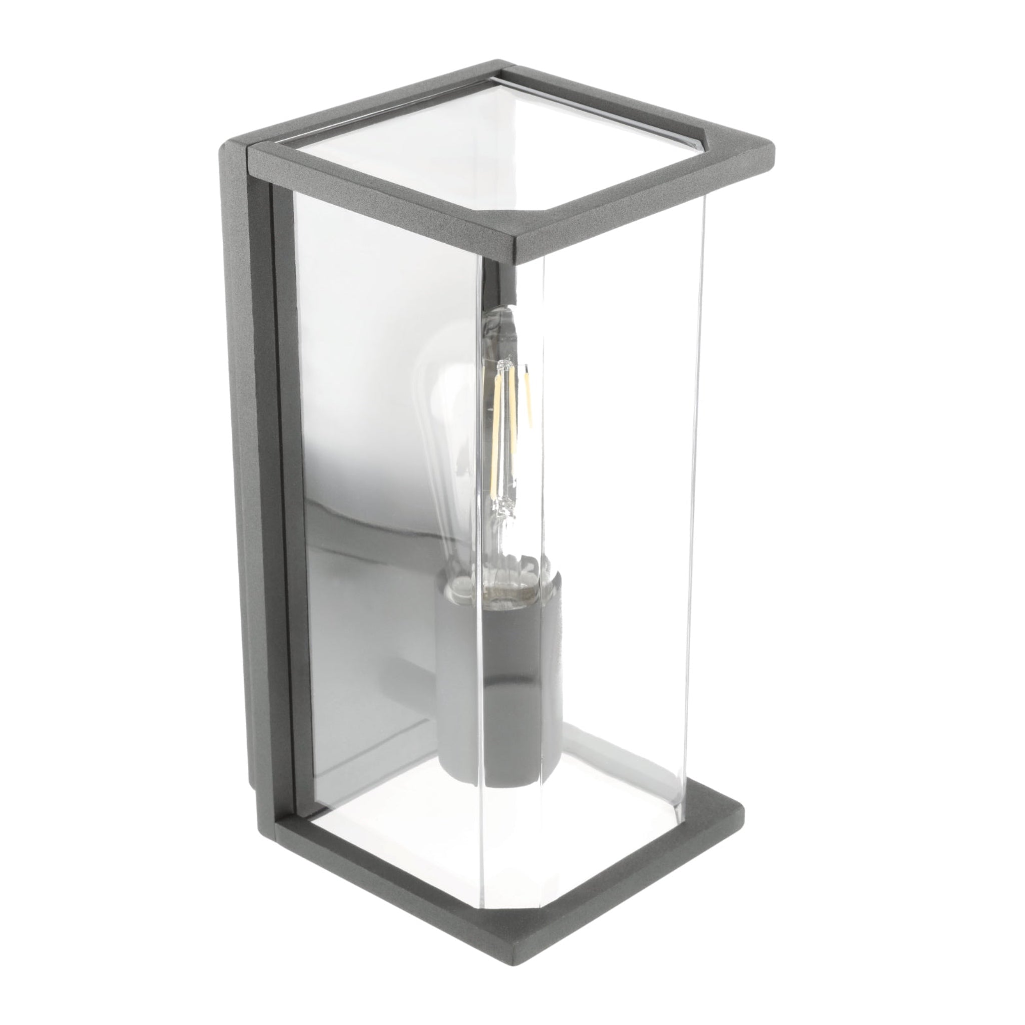 CGC ADRIANA Anthracite Grey E27 Outdoor Wall Light Lantern Clear Diffuser IP54