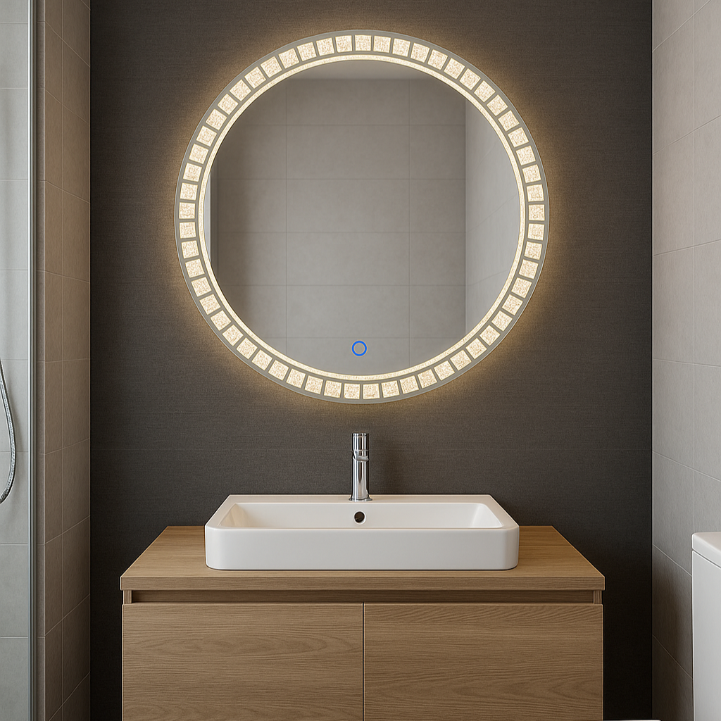 CGC ARIELLA 600mm Round Crystal LED Mirror Light with 3 CCT switch
