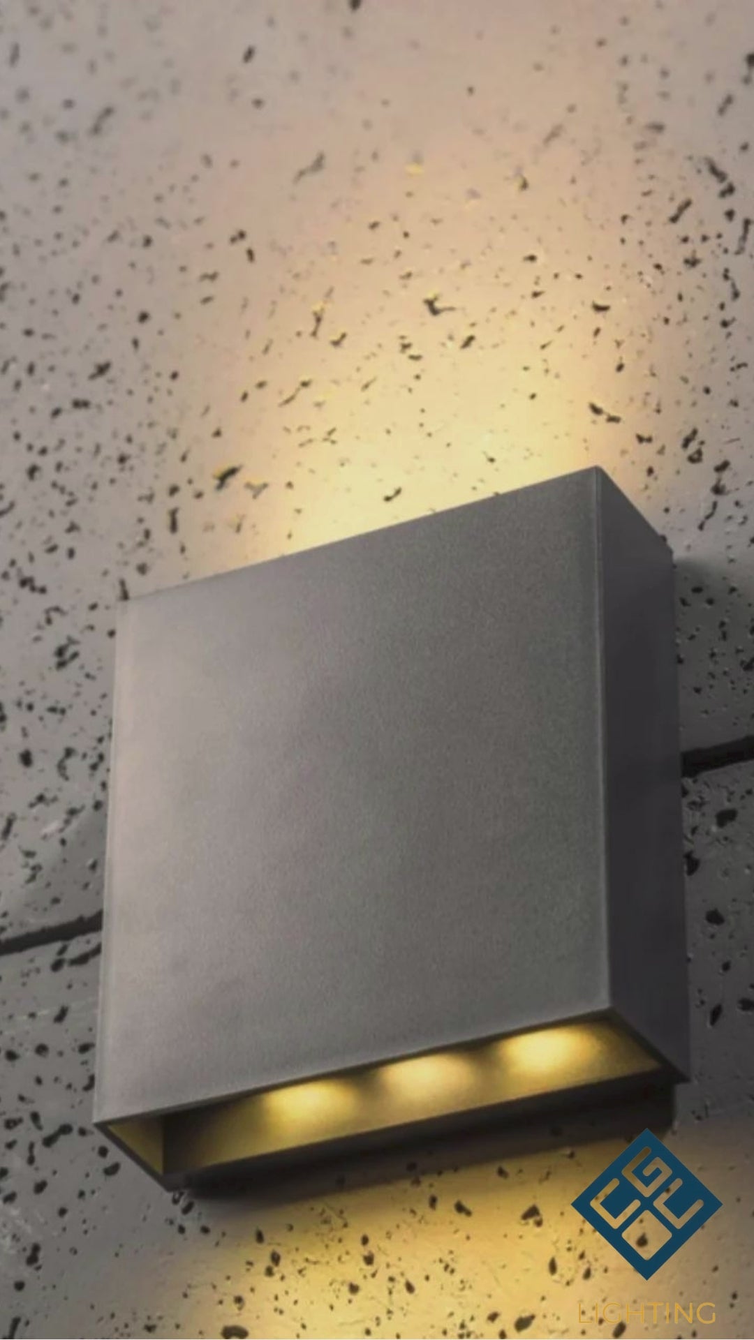 Load video: CGC SIAN Dark Grey Rectangle Outdoor LED Wall Light