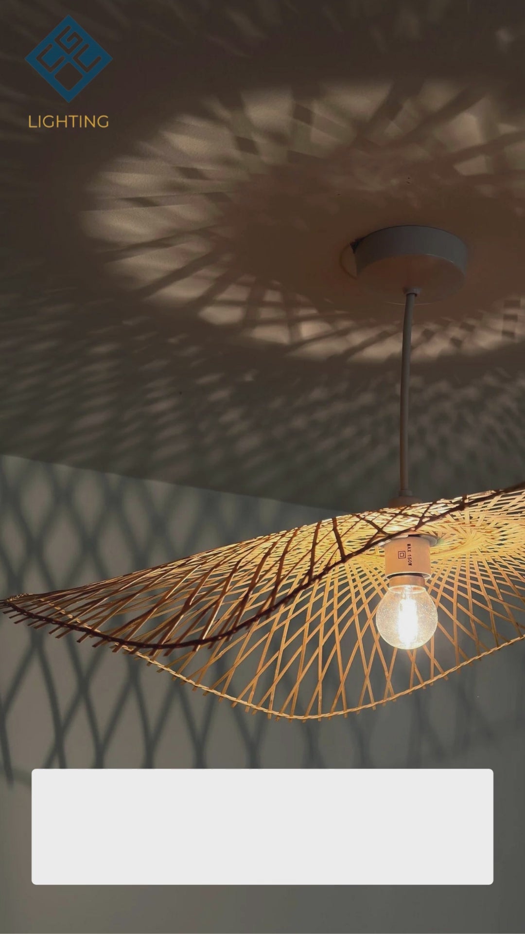 Load video: CGC TULUL Large 56 cm Hand Made Bamboo Easy Fit Lampshade