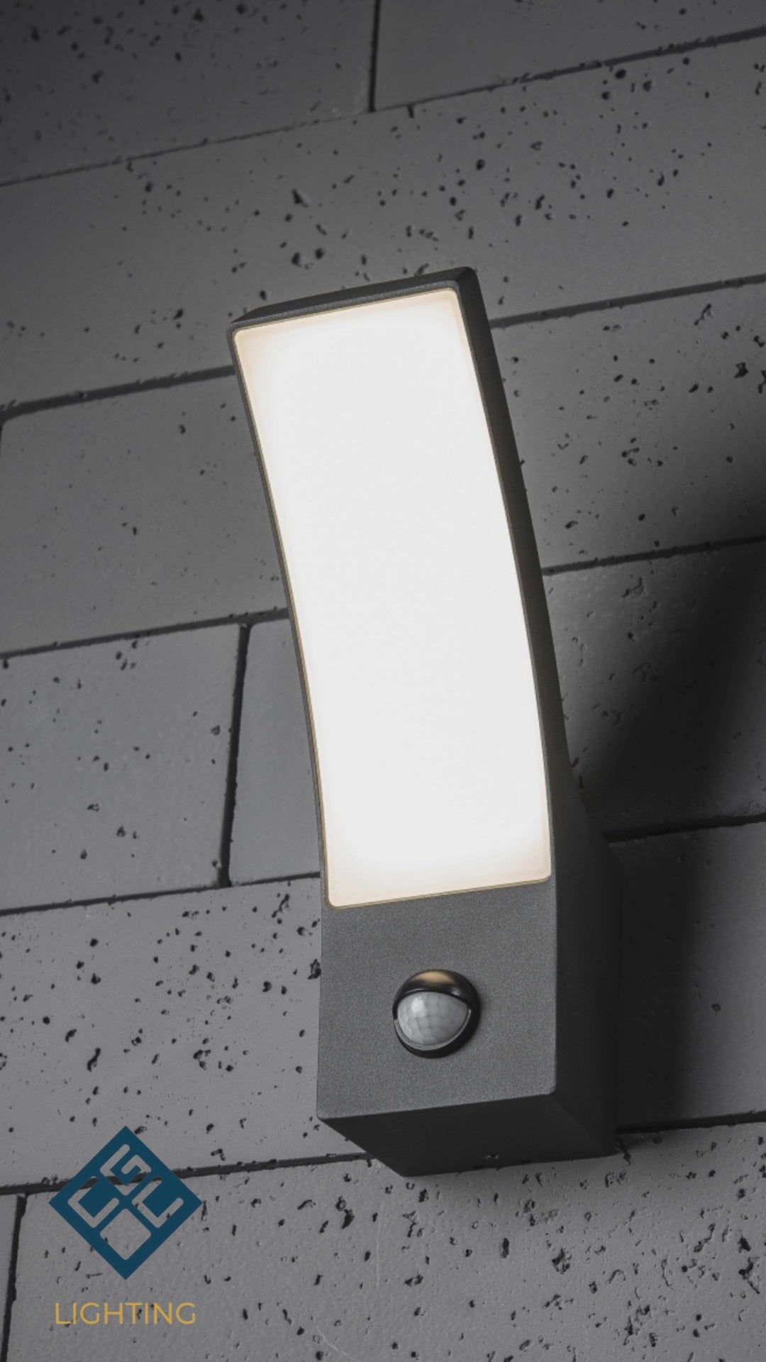 Load video: CGC MILLIE Anthracite Dark Grey Curved LED Wall Light Diecast Aluminium Opal Diffuser 4000k IP54