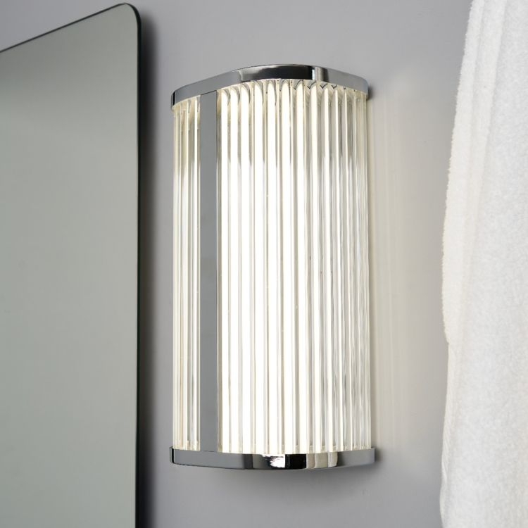 CGC ANAIS Chrome 8W LED Wall Light Ribbed Diffuser IP44