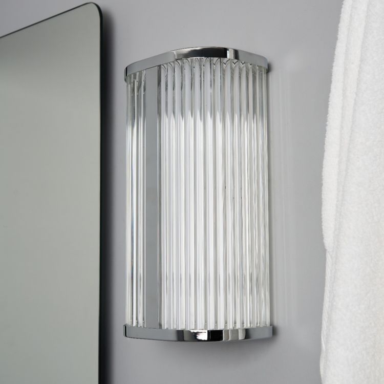 CGC ANAIS Chrome 8W LED Wall Light Ribbed Diffuser IP44